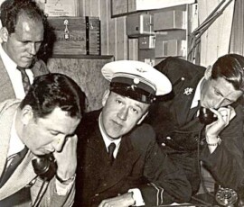 Från v. Evert Claesson, Lennart Hyland, Arne Persson.
I början av september 1952 hamnade Trädet i rampljuset genom Lennart Hyland, som agerade stins här under en dag.